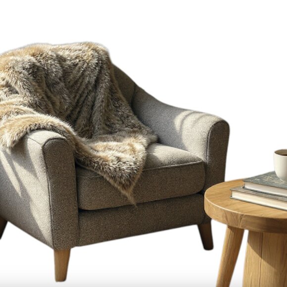 Restoration Hardware Luxe Faux Fur Throw Blanket Brown - Picture 1 of 6
